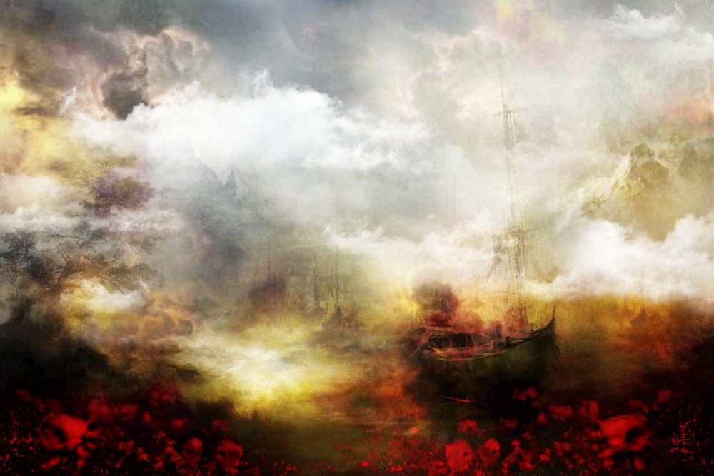 Haguier- Depart vers l'Eden - Abstract landscape painting