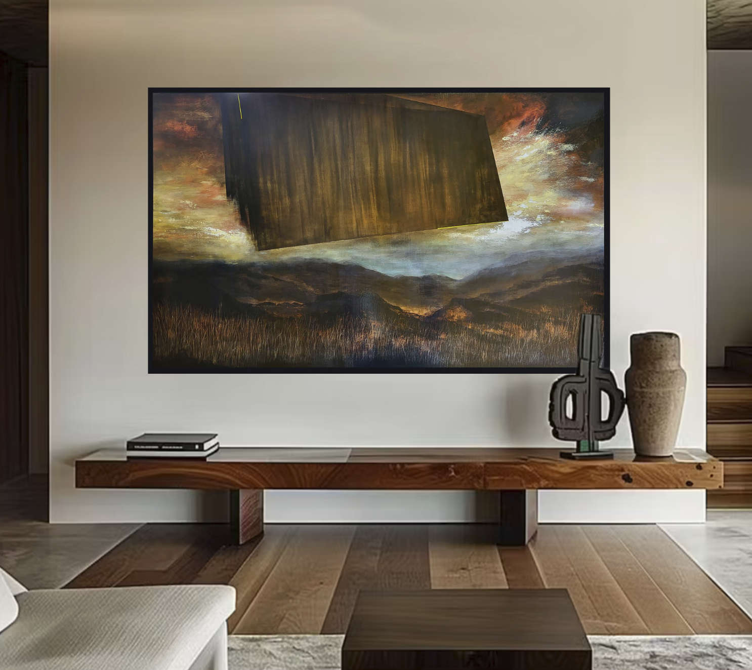 Abstract landscape painting - Le passage - 30x48in acrylic ink on wood panel SOLD