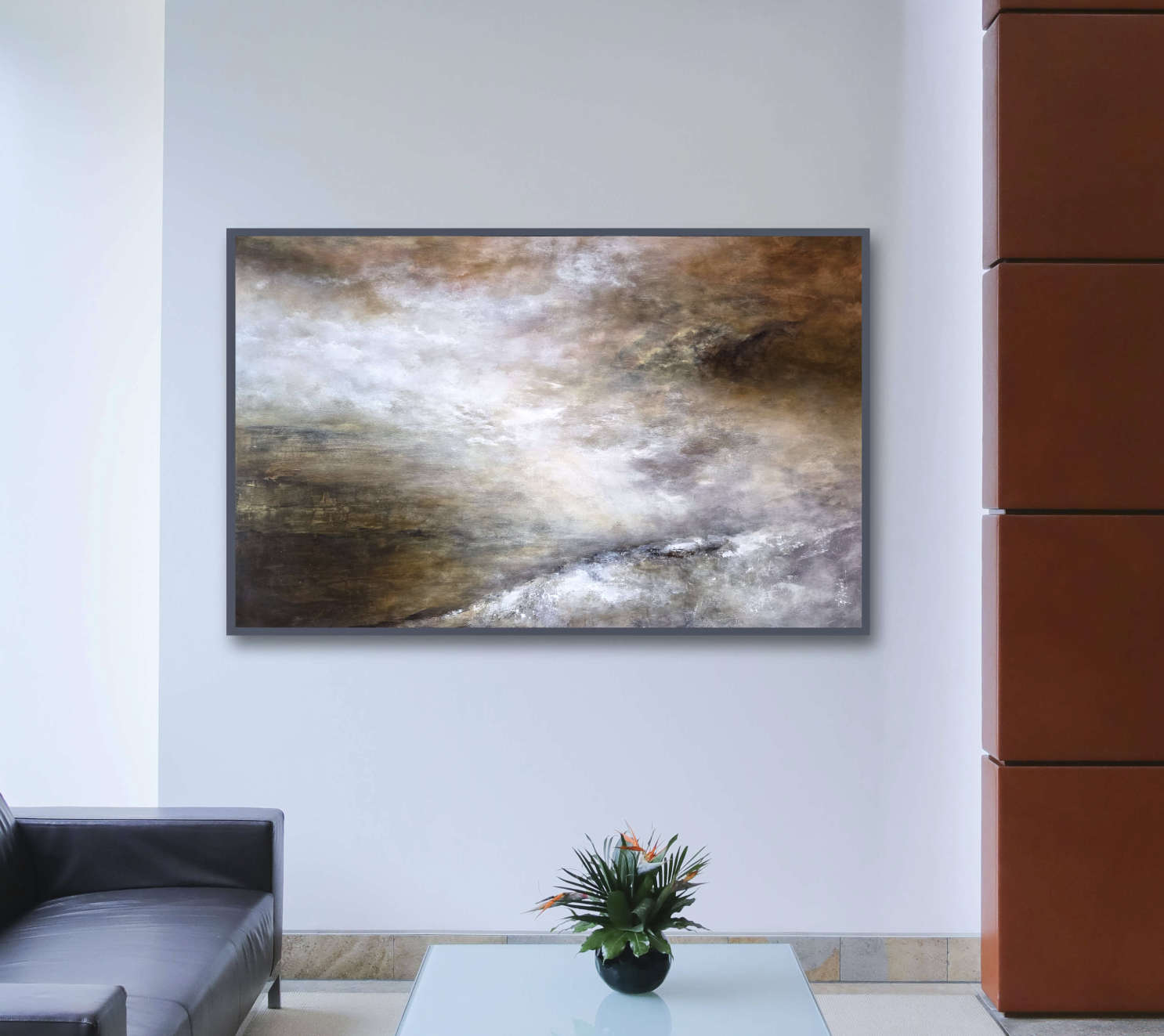 abstract landscape - envol - 30x48in acrylic & ink on wood panel